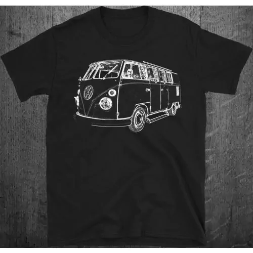 1965 VW Type 2 Split Screen Кемпер Тениска 100% Памук